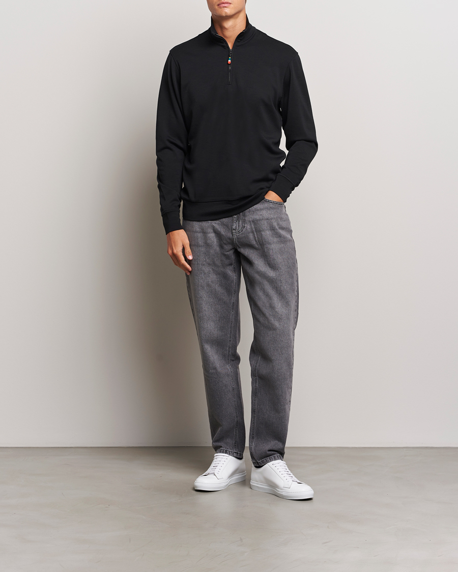 Herren | Pullover | Orlebar Brown | Isar Graphite Merino Half Zip Black