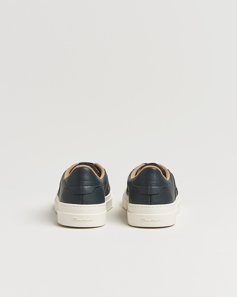 Herren | Santoni Double Buckle Sneakers Navy Grain | Santoni | Double Buckle Sneakers Navy Grain
