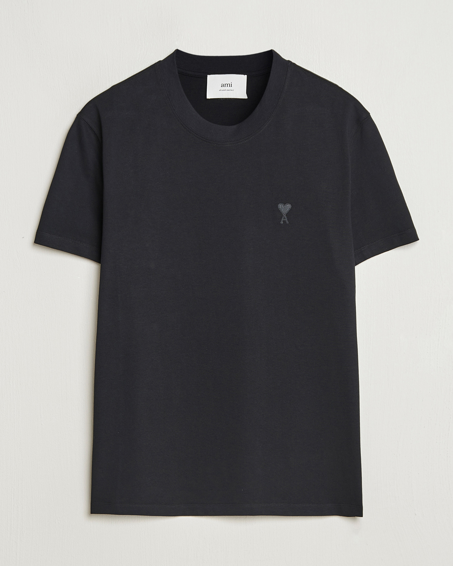 Herren | T-Shirts | AMI | Tonal Heart Logo T-Shirt Black