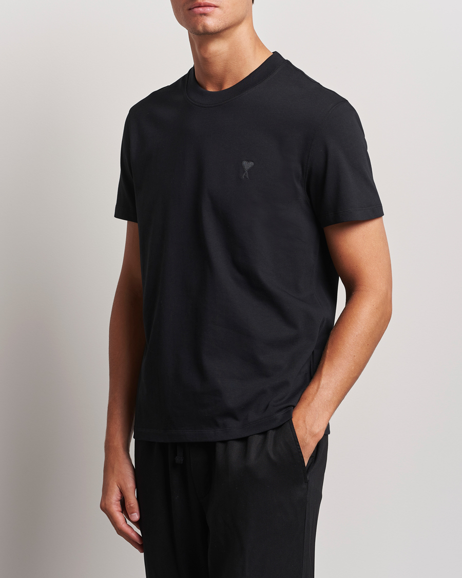 Herren | T-Shirts | AMI | Tonal Heart Logo T-Shirt Black
