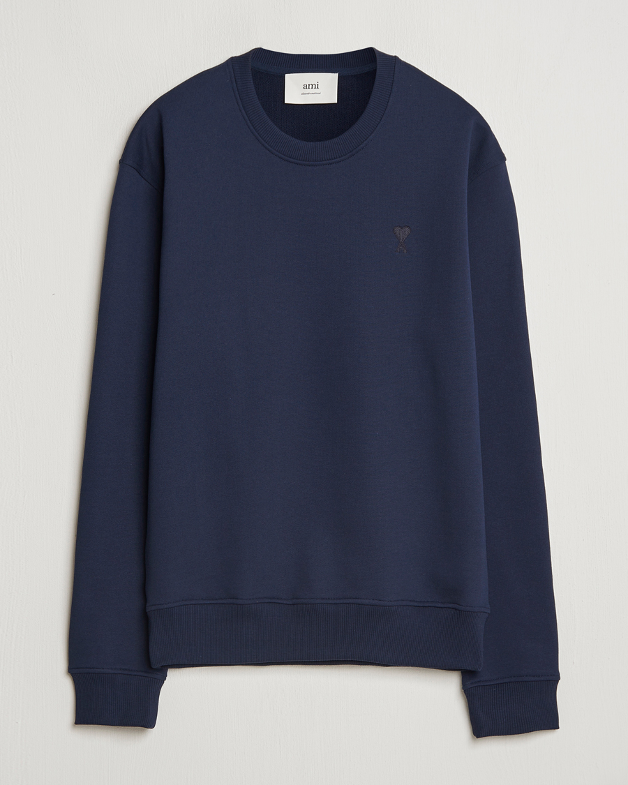 Herren | Pullover | AMI | Tonal Heart Logo Sweatshirt Night Blue