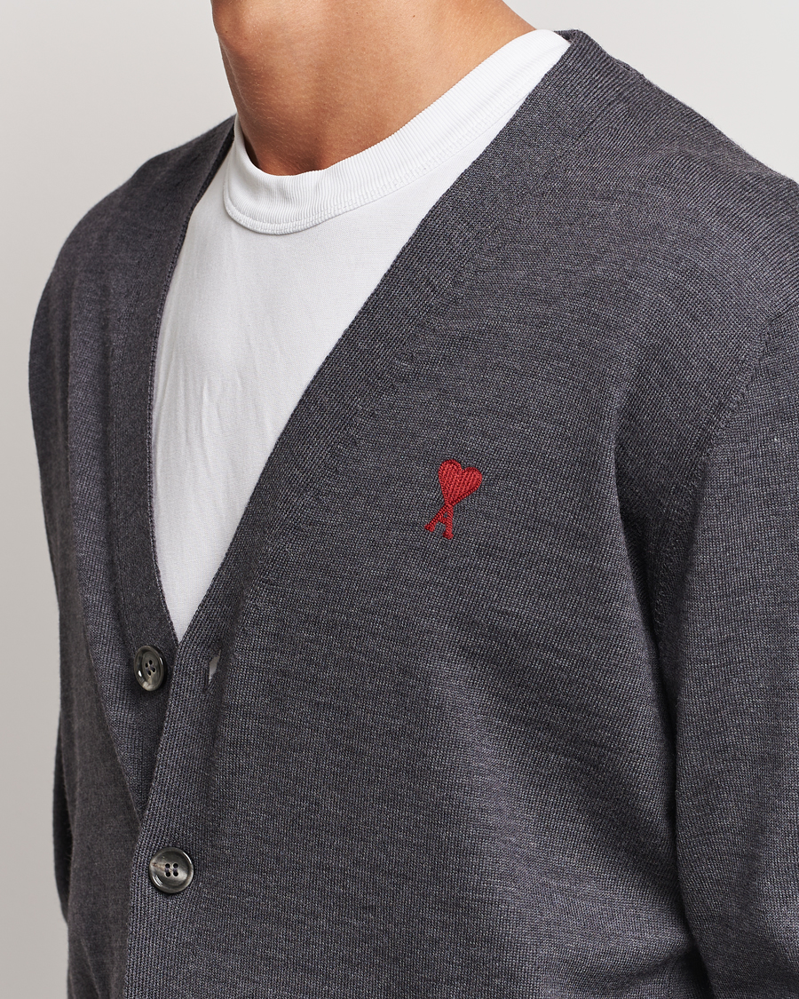 Herren | Pullover | AMI | Heart Logo Cardigan Heather Grey