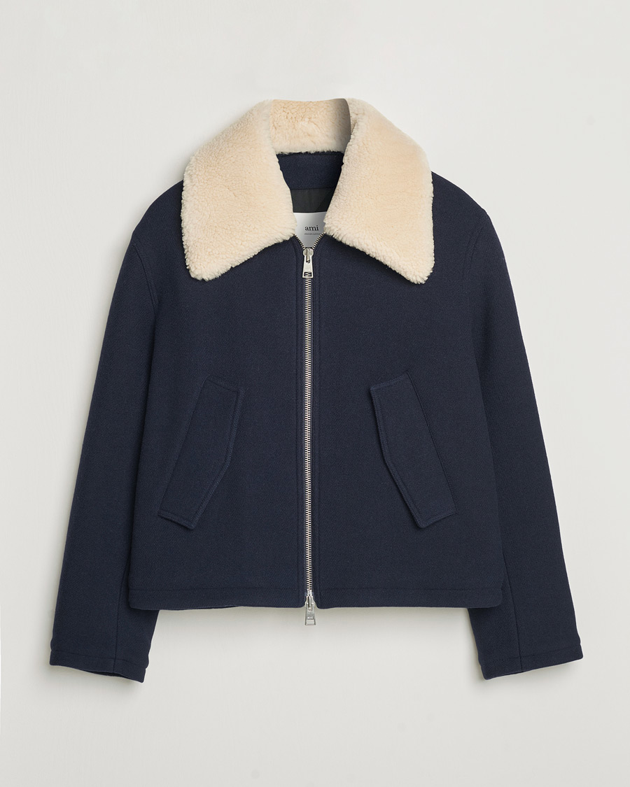 Herren | Jacken | AMI | Wool Shearling Bomber Jacket Navy