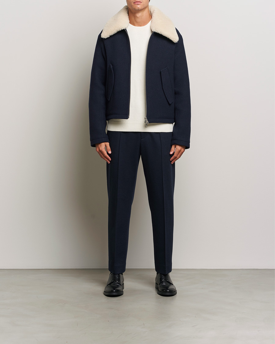 Herren | Jacken | AMI | Wool Shearling Bomber Jacket Navy