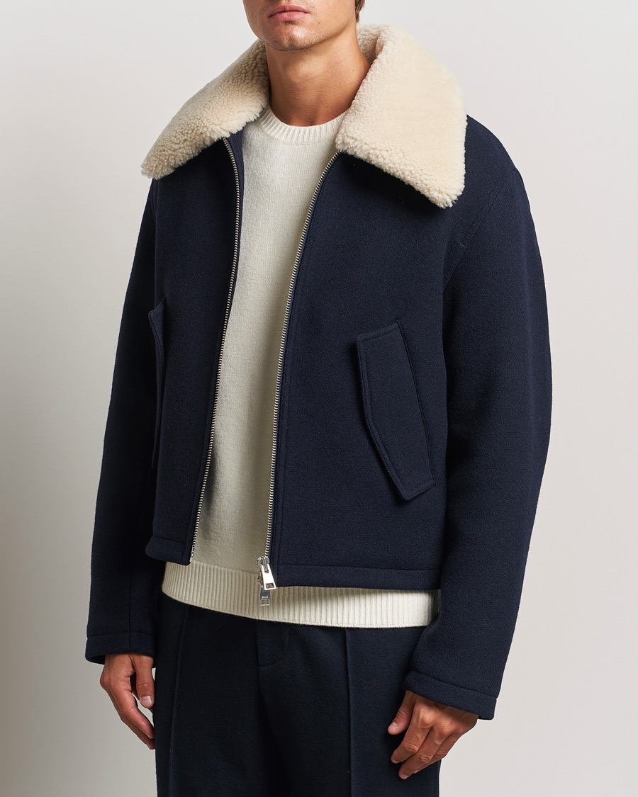 Herren | Jacken | AMI | Wool Shearling Bomber Jacket Navy