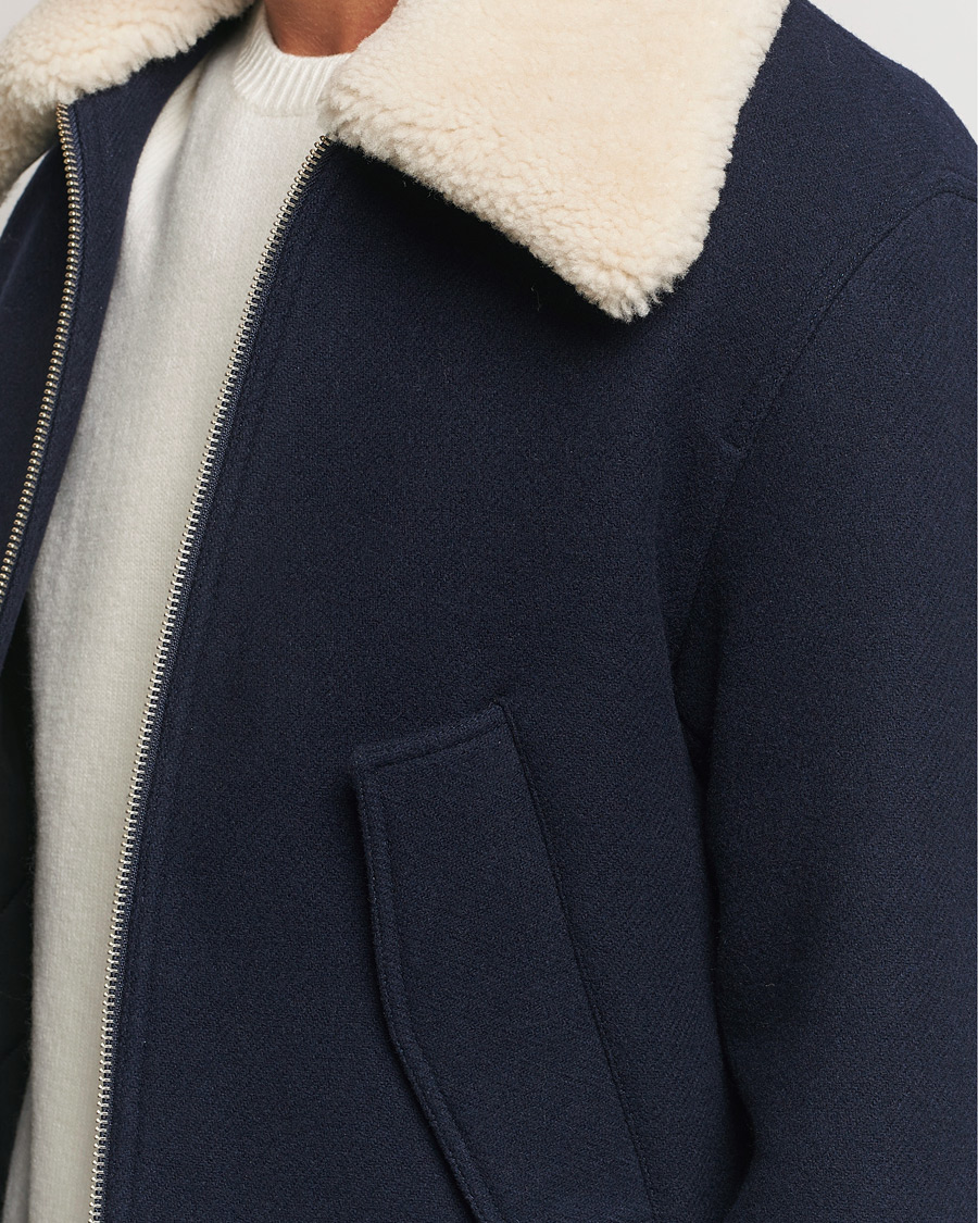 Herren | Jacken | AMI | Wool Shearling Bomber Jacket Navy