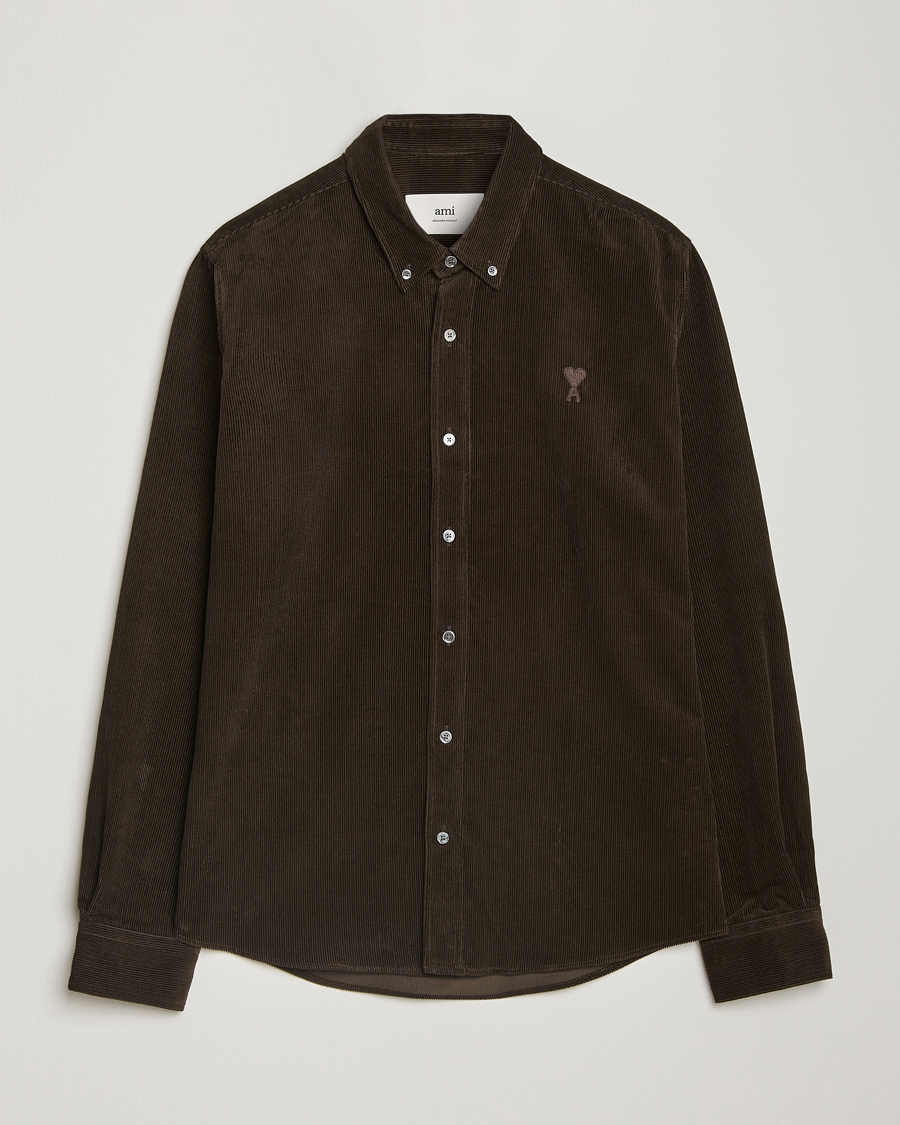 Herren | Hemden | AMI | Classic Fit Corduroy Shirt Dark Coffee
