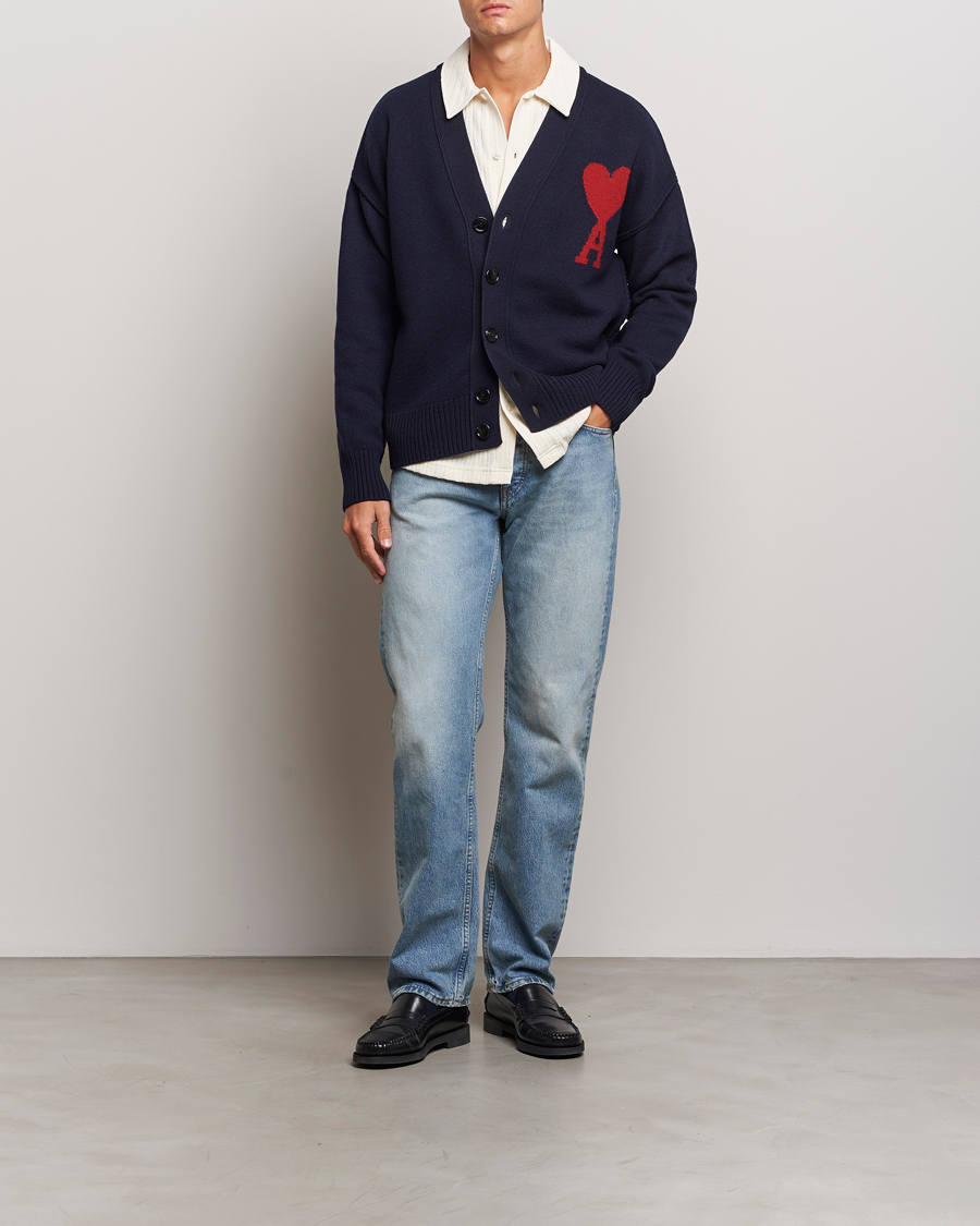 Herren | Pullover | AMI | Big Heart Logo Cardigan Navy