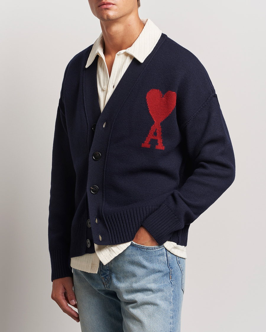 Herren | Pullover | AMI | Big Heart Logo Cardigan Navy