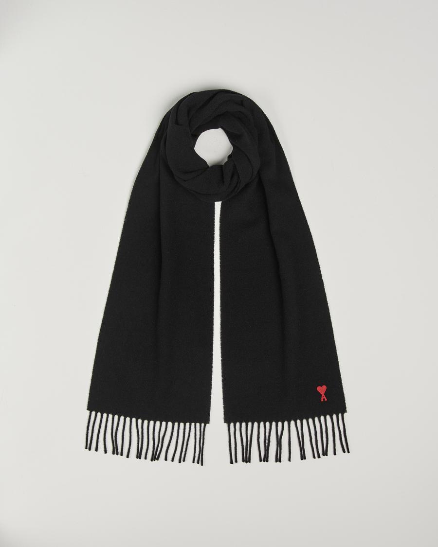 Herren | AMI Heart Logo Scarf Black | AMI | Heart Logo Scarf Black