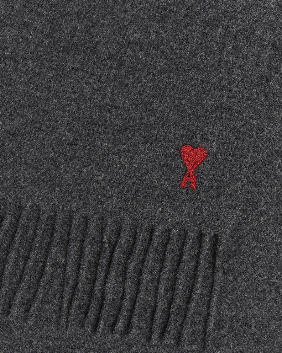 Herren | AMI Heart Logo Scarf Dark Grey | AMI | Heart Logo Scarf Dark Grey