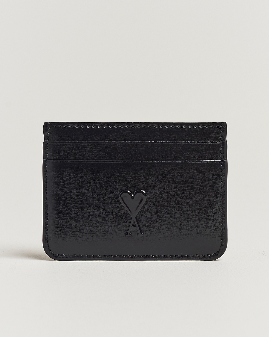 Herren | AMI Tonal Logo Leather Cardholder Black | AMI | Tonal Logo Leather Cardholder Black