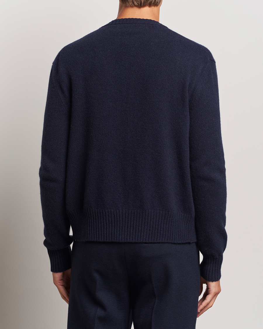 Herren | Pullover | AMI | Tonal Heart Logo Wool Cardigan Navy