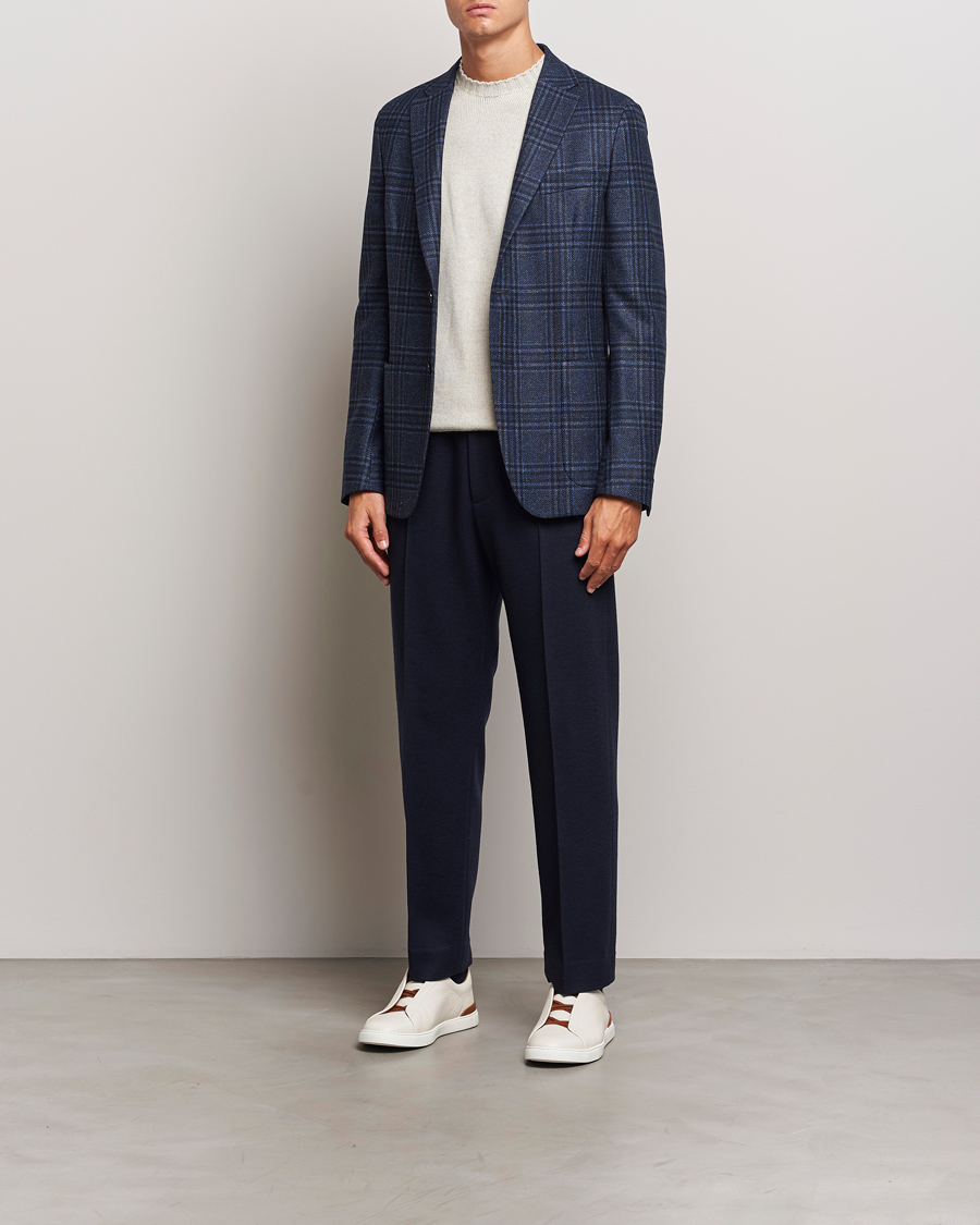 Herren | Sakkos | Zegna | Unconstructed Wool/Silk Blazer Navy Check