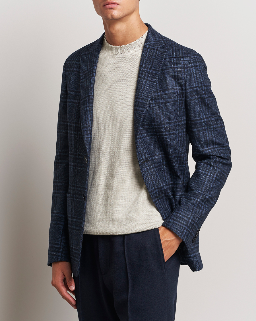 Herren | Sakkos | Zegna | Unconstructed Wool/Silk Blazer Navy Check