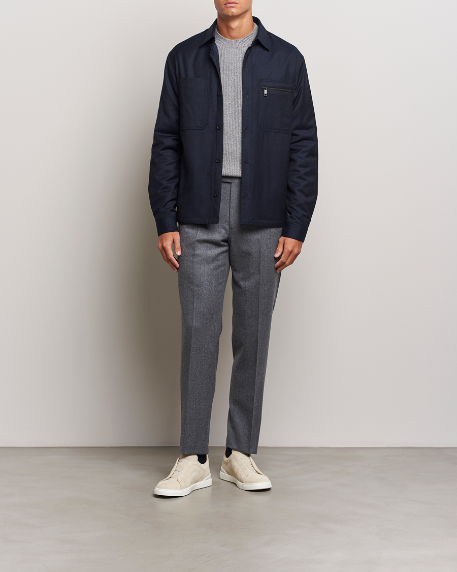 Herren | Jacken | Zegna | Techmerino Flannel Shirt Jacket Navy