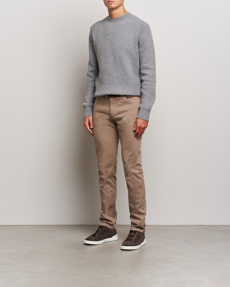 Herren | Pullover | Zegna | Oasi Cashmere Rib Crewneck Grey Melange