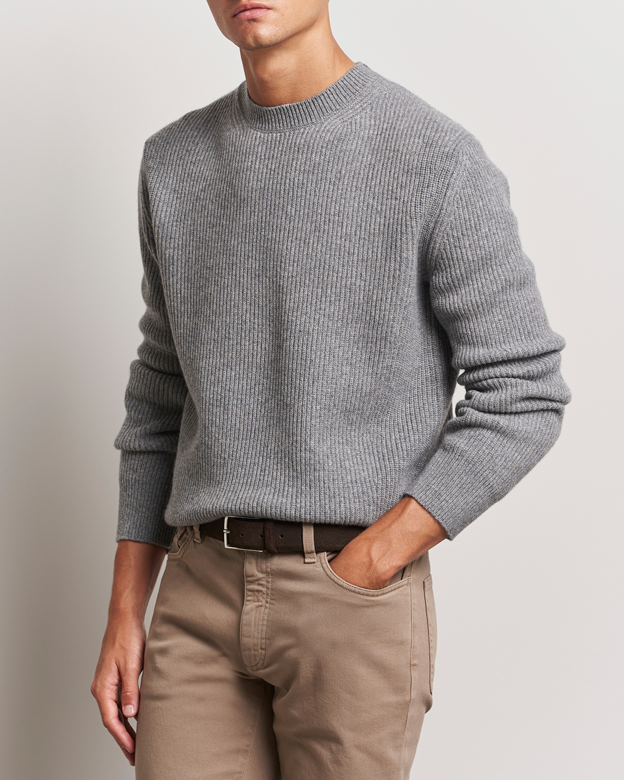 Herren | Pullover | Zegna | Oasi Cashmere Rib Crewneck Grey Melange