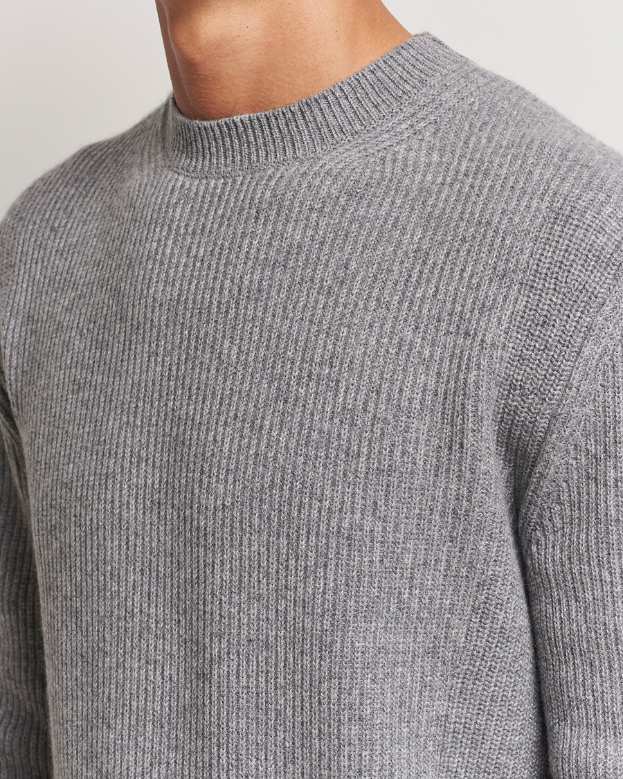 Herren | Pullover | Zegna | Oasi Cashmere Rib Crewneck Grey Melange