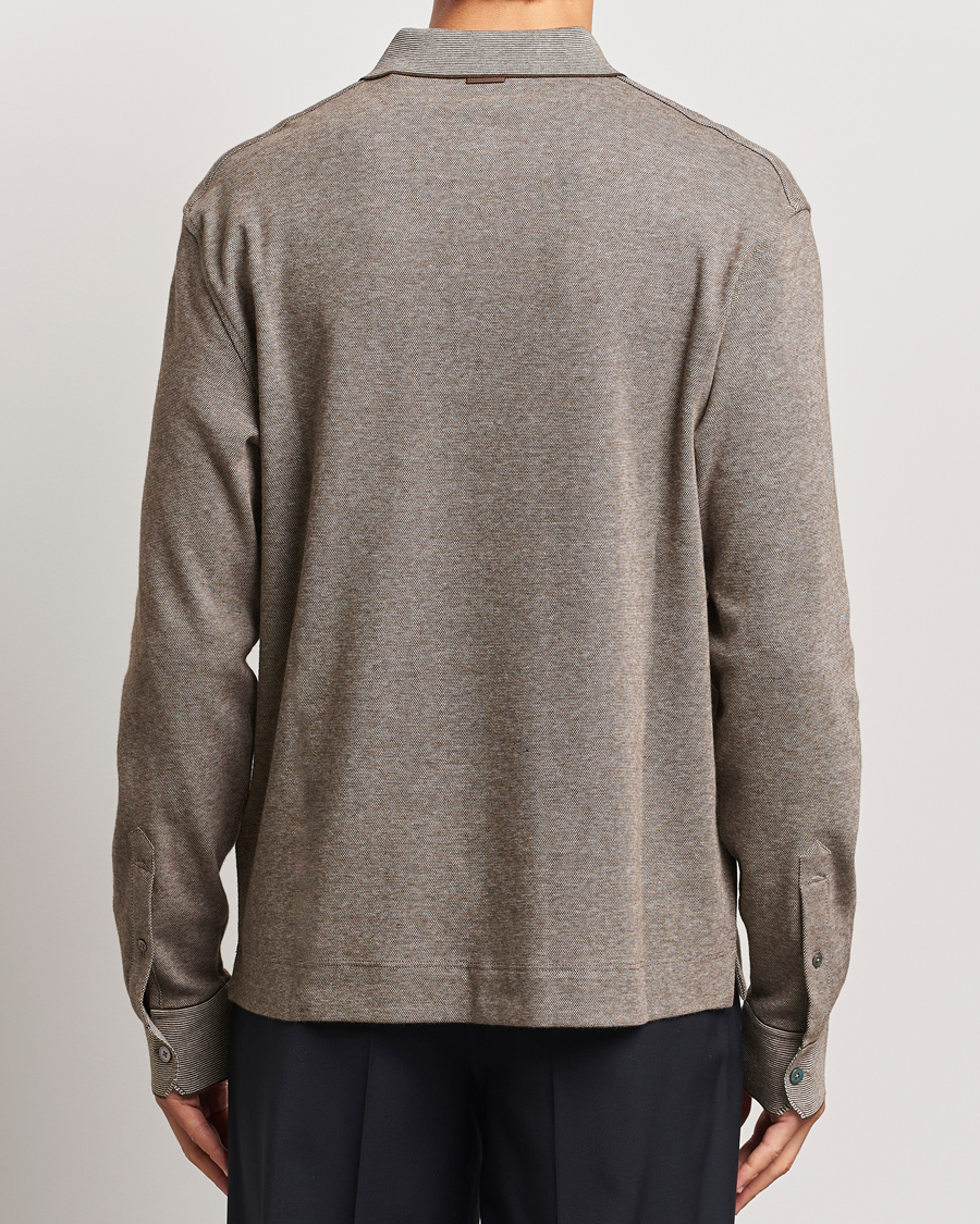 Herren | Pullover | Zegna | Soft Cotton Long Sleeve Polo Beige