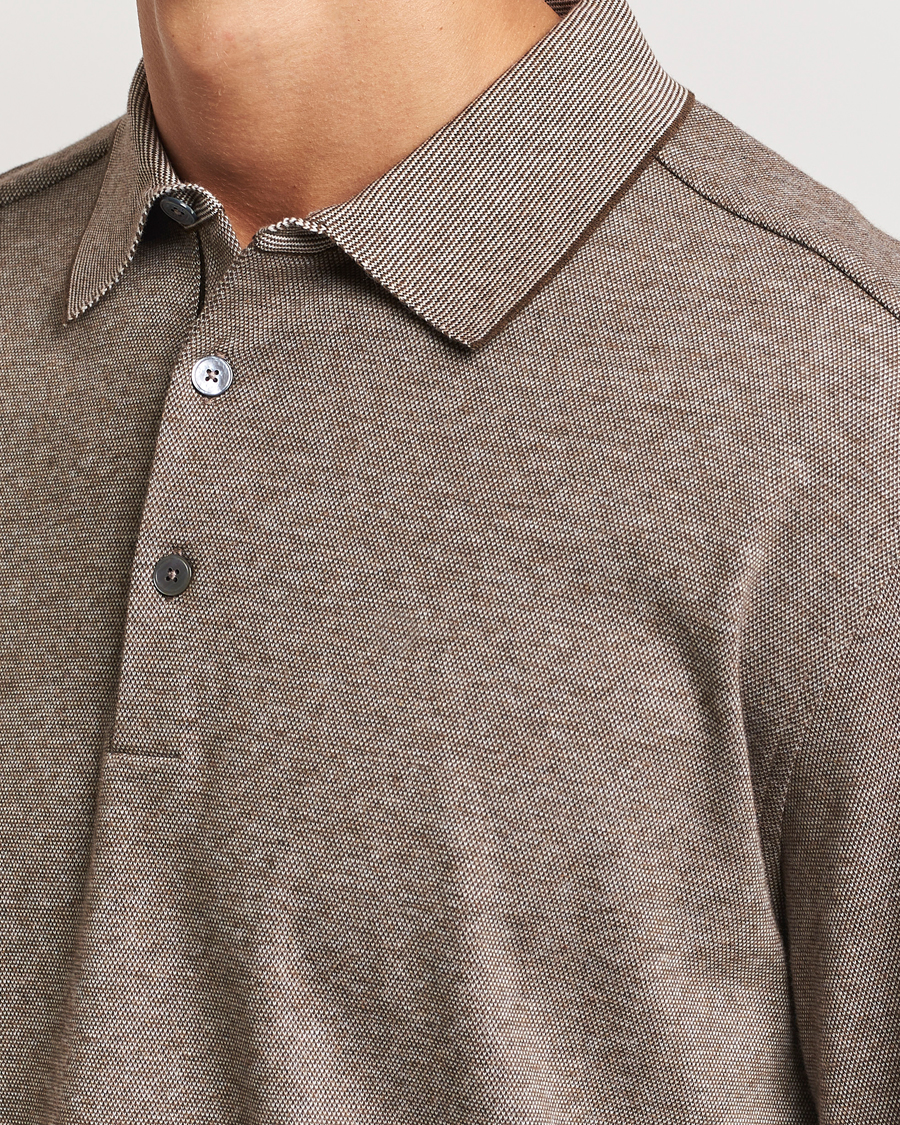 Herren | Pullover | Zegna | Soft Cotton Long Sleeve Polo Beige
