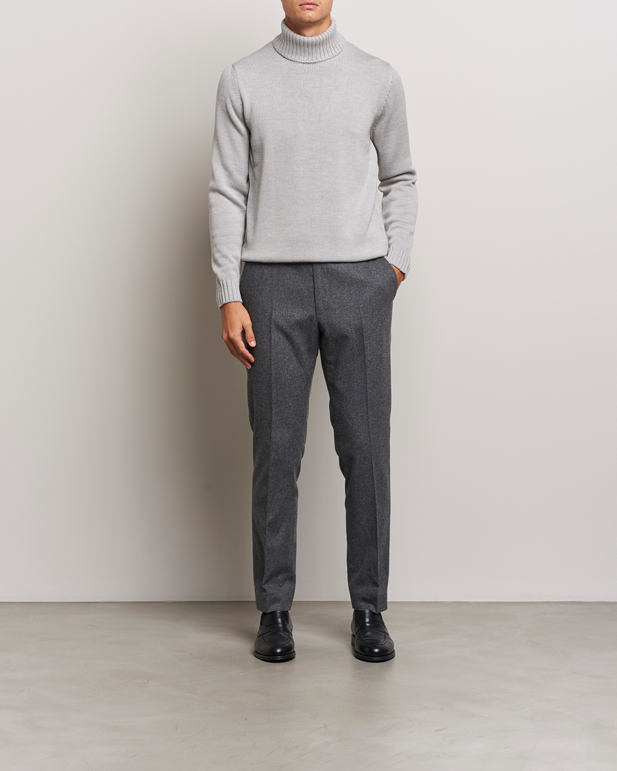 Herren | Pullover | Zanone | Virgin Merino Wool Rollneck Light Grey