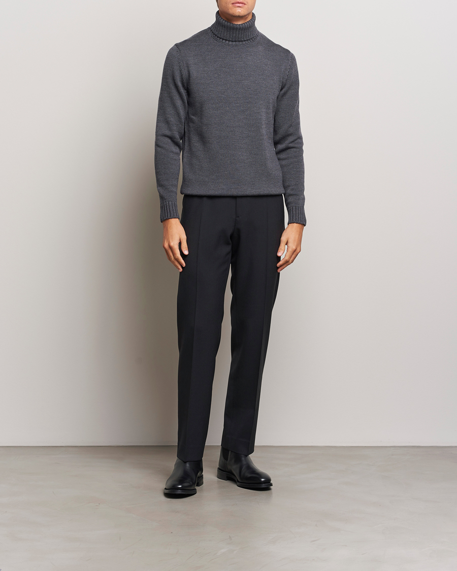Herren | Pullover | Zanone | Virgin Merino Wool Rollneck Grey Melange