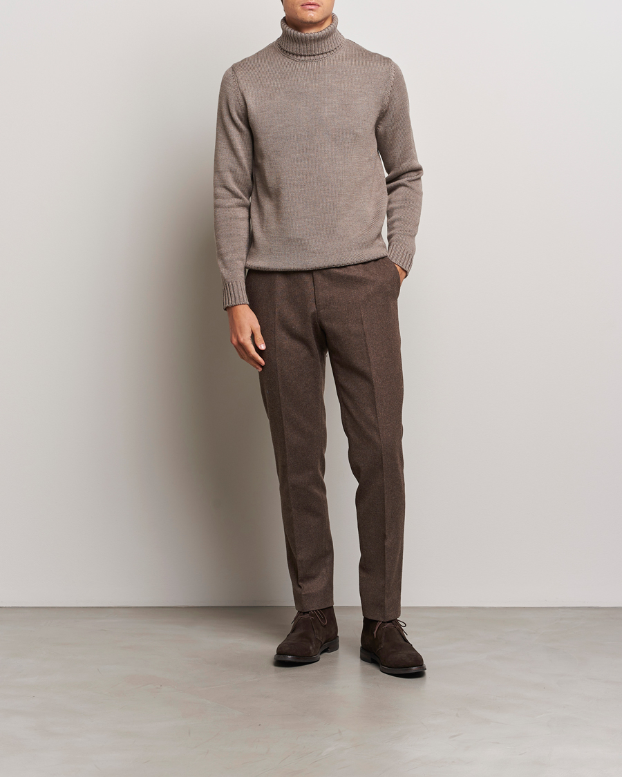 Herren | Pullover | Zanone | Virgin Merino Wool Rollneck Taupe