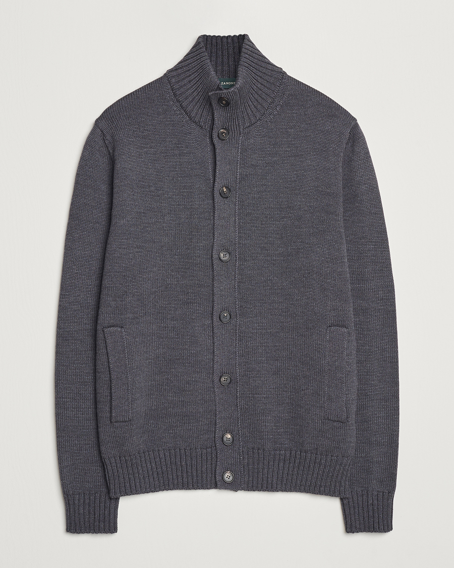 Herren | Pullover | Zanone | Virgin Merino Wool Chioto Cardigan Grey Melange
