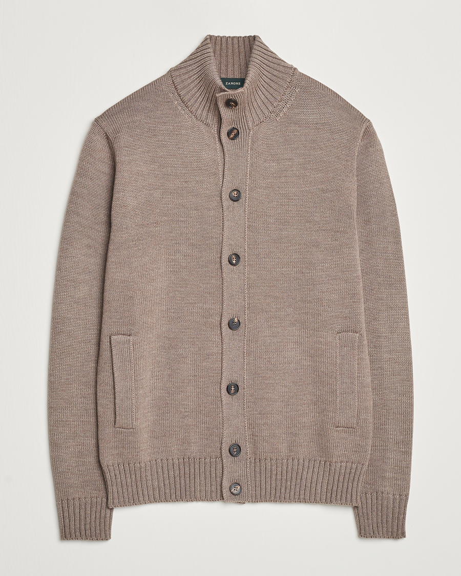 Herren | Pullover | Zanone | Virgin Merino Wool Chioto Cardigan Taupe