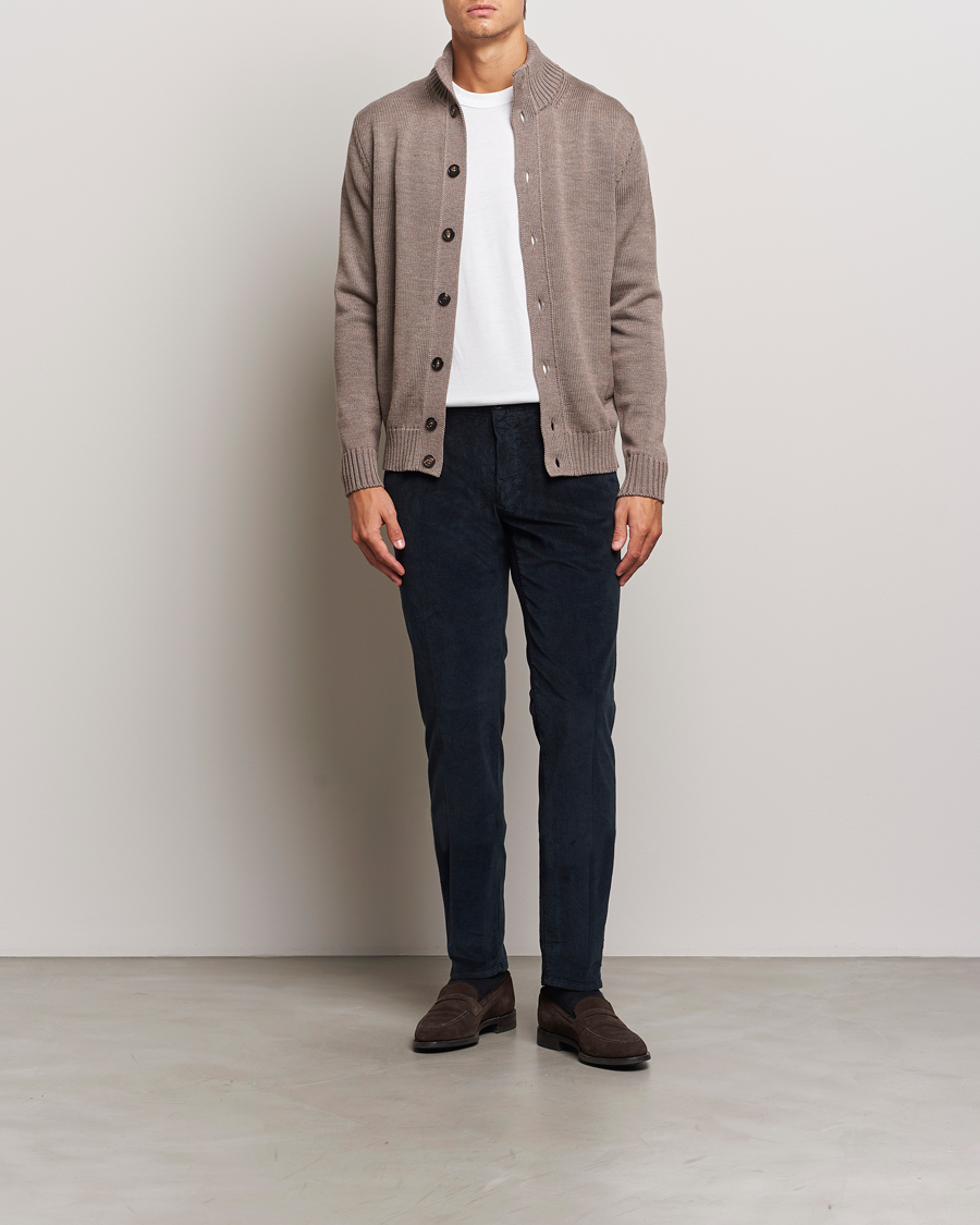 Herren | Pullover | Zanone | Virgin Merino Wool Chioto Cardigan Taupe