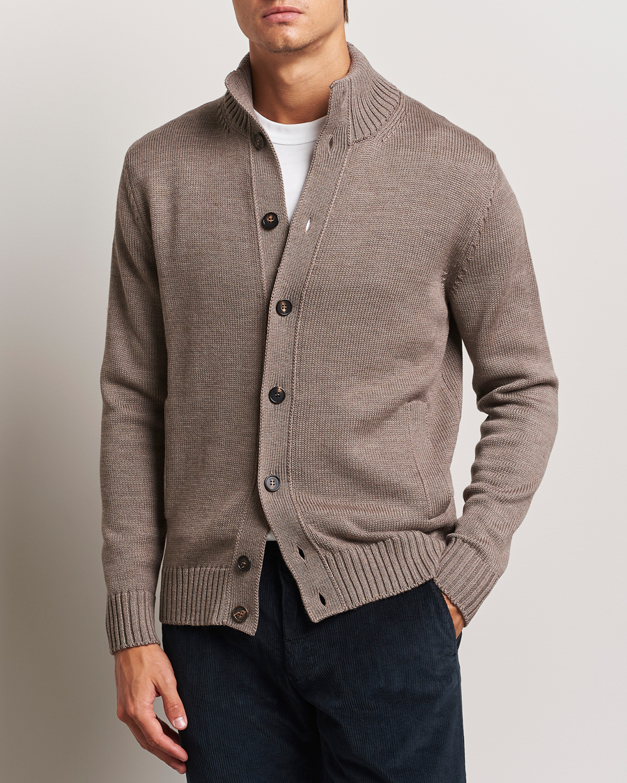 Herren | Pullover | Zanone | Virgin Merino Wool Chioto Cardigan Taupe