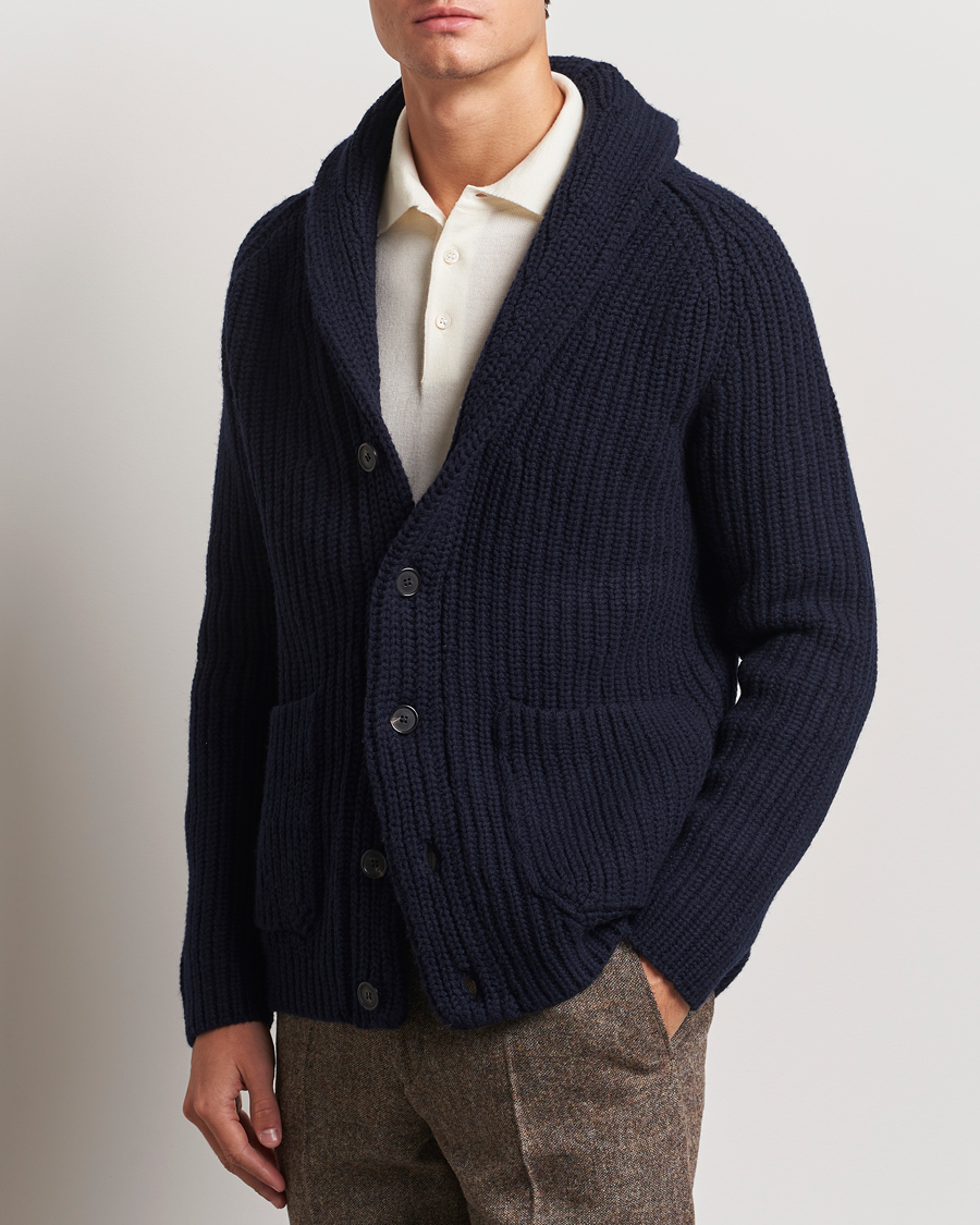 Herren | Pullover | Zanone | Shawl Collar Cardigan Navy