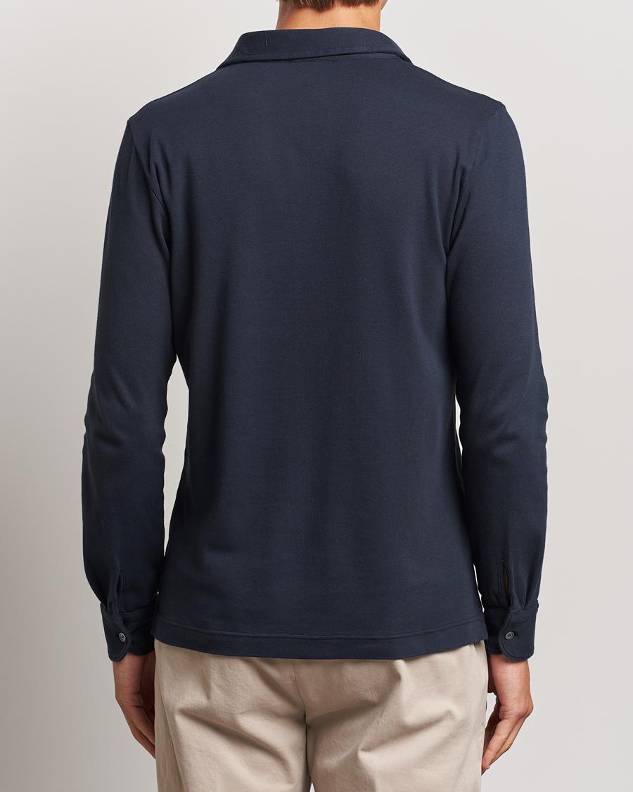 Herren | Pullover | Zanone | Heavy Jersey Long Sleeve Polo Navy