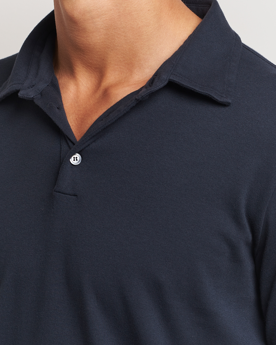 Herren | Pullover | Zanone | Heavy Jersey Long Sleeve Polo Navy