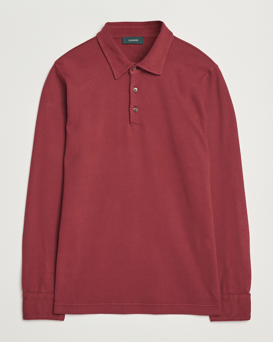 Herren | Pullover | Zanone | Heavy Jersey Long Sleeve Polo Bordeaux