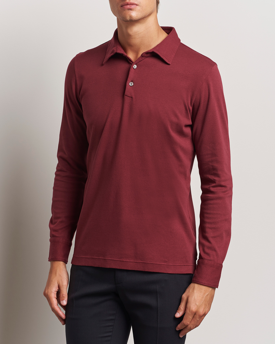 Herren | Pullover | Zanone | Heavy Jersey Long Sleeve Polo Bordeaux