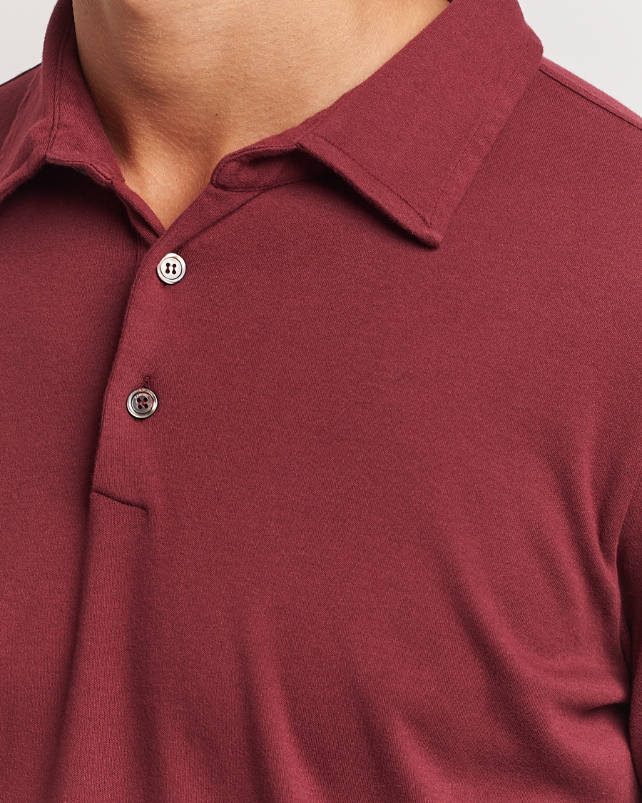 Herren | Pullover | Zanone | Heavy Jersey Long Sleeve Polo Bordeaux