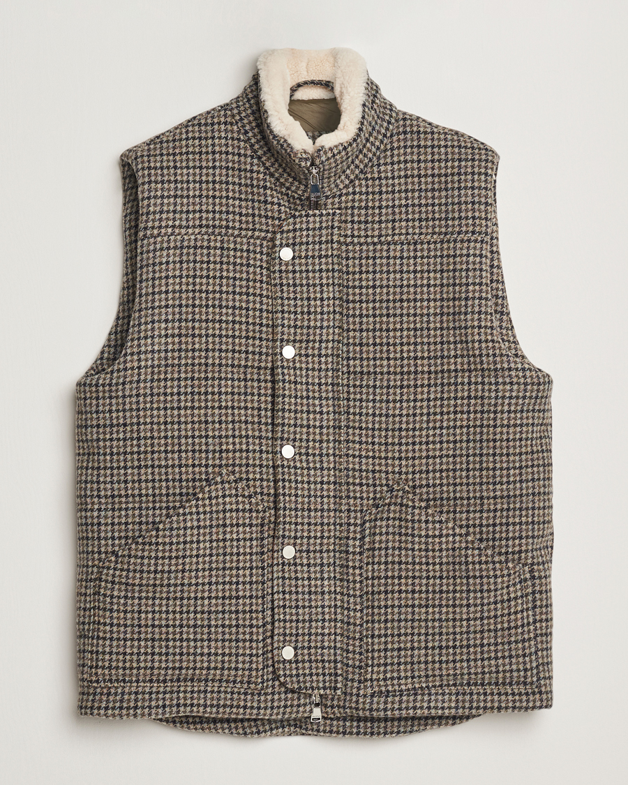 Herren | Jacken | Valstar | Shearling Collar Down Vest Grey Houndstooth