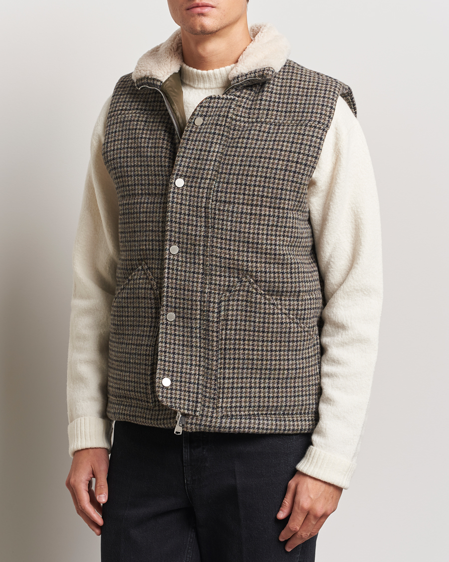 Herren | Jacken | Valstar | Shearling Collar Down Vest Grey Houndstooth