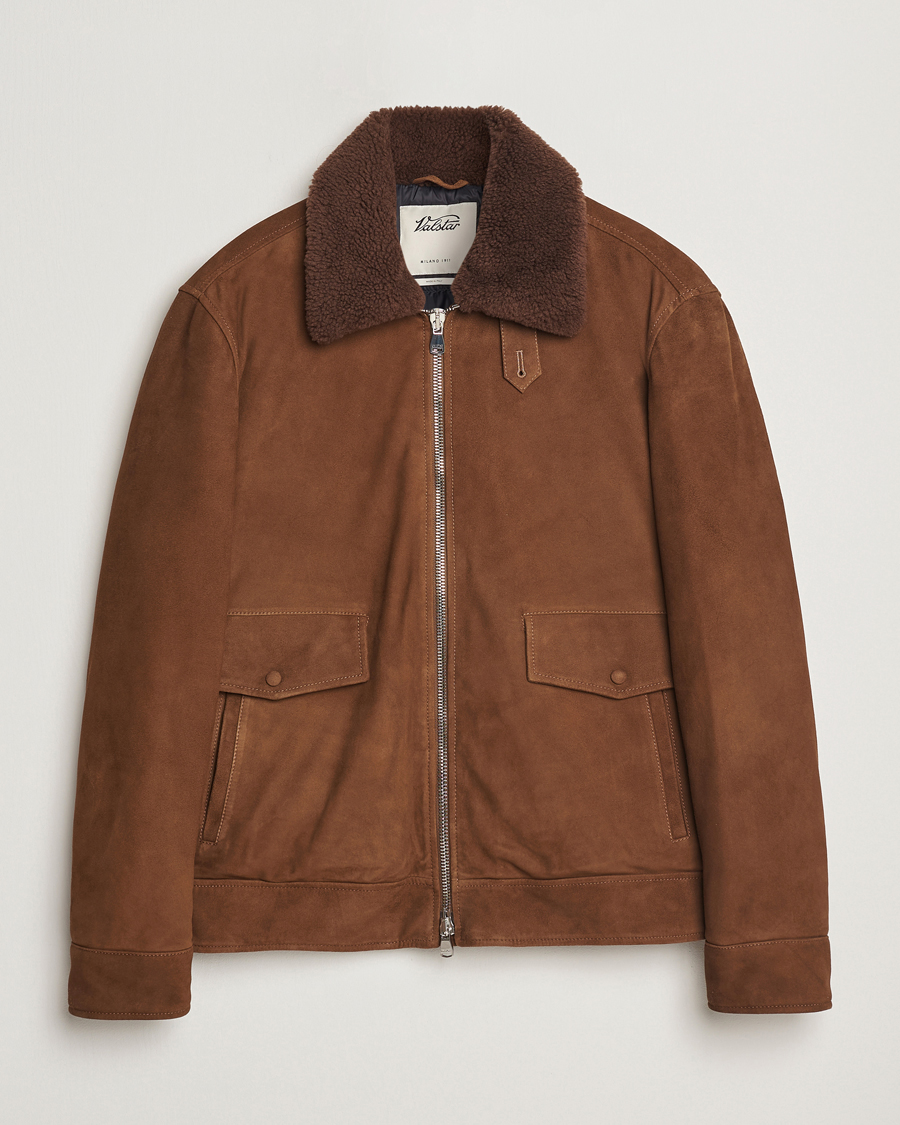 Herren | Jacken | Valstar | Goose Down Shearling Flight Jacket Brown Suede