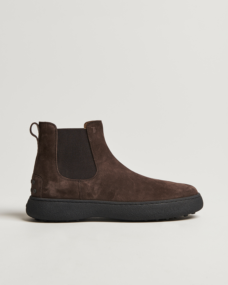Herren | Tod's Gommino Chelsea Boots Dark Brown Suede | Tod's | Gommino Chelsea Boots Dark Brown Suede