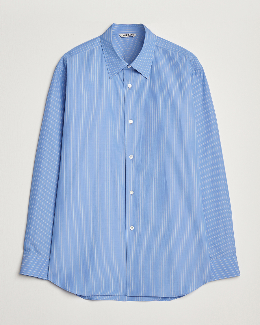 Herren | Hemden | Auralee | Suvin Cloth Striped Shirt Sax Blue
