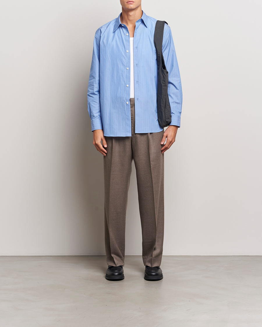 Herren | Hemden | Auralee | Suvin Cloth Striped Shirt Sax Blue