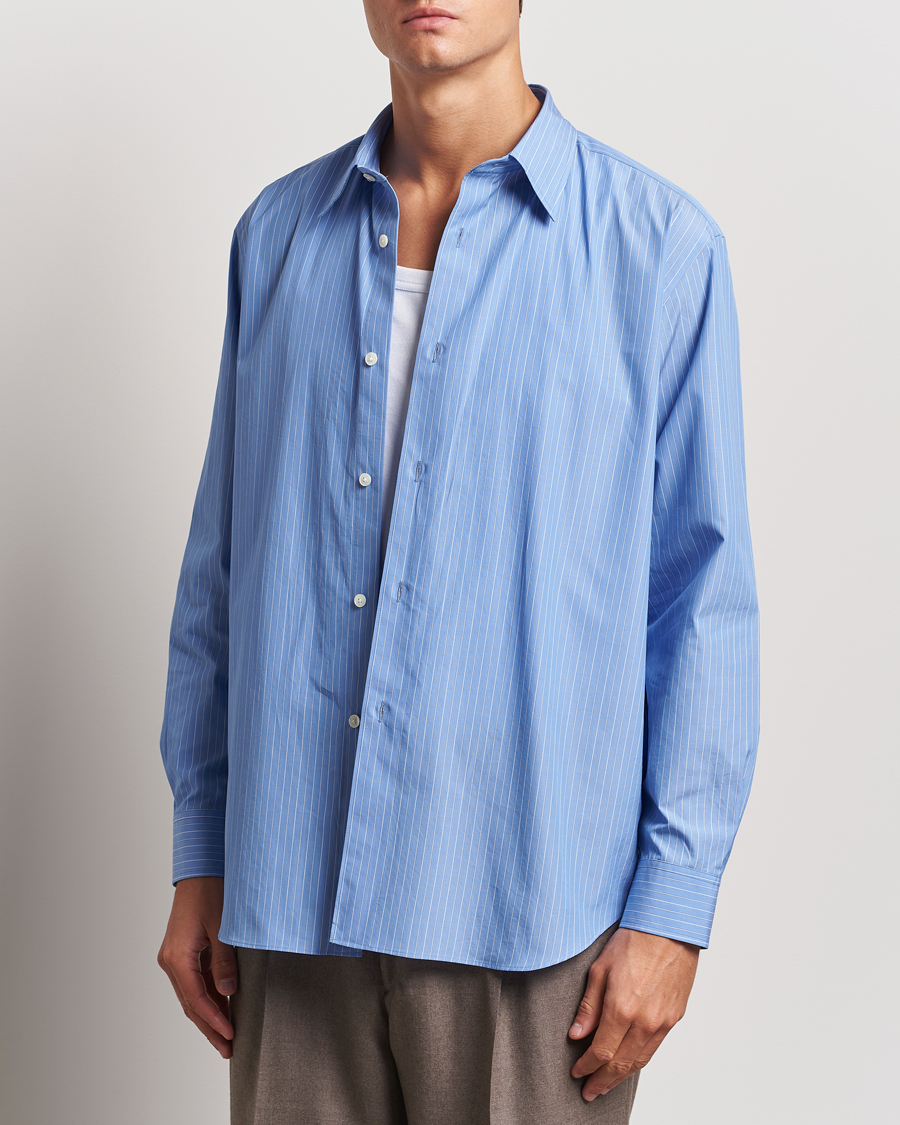 Herren | Hemden | Auralee | Suvin Cloth Striped Shirt Sax Blue