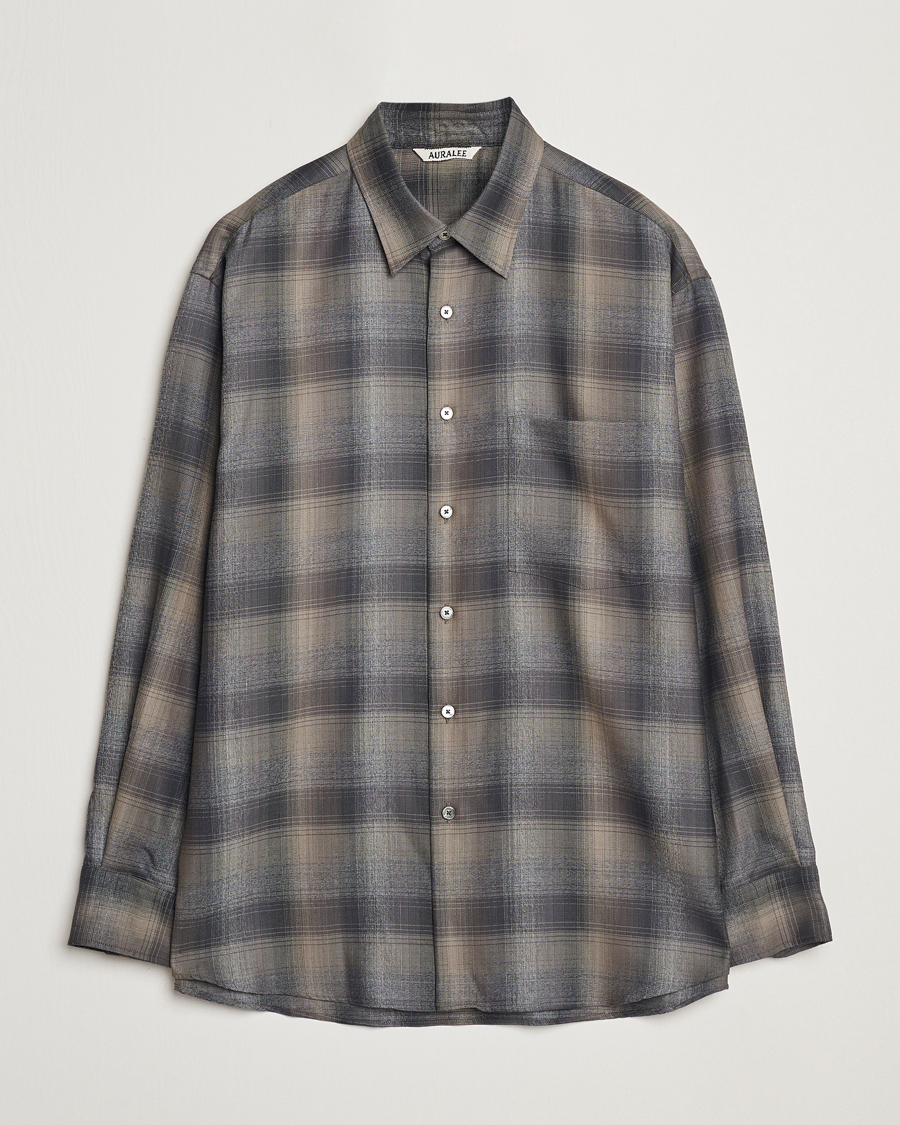 Herren | Hemden | Auralee | Superlight Wool Shirt Charcoal Check