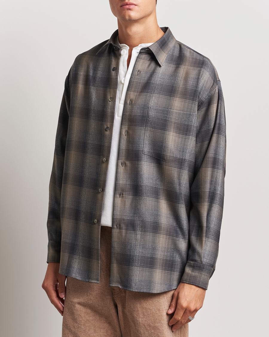 Herren | Hemden | Auralee | Superlight Wool Shirt Charcoal Check