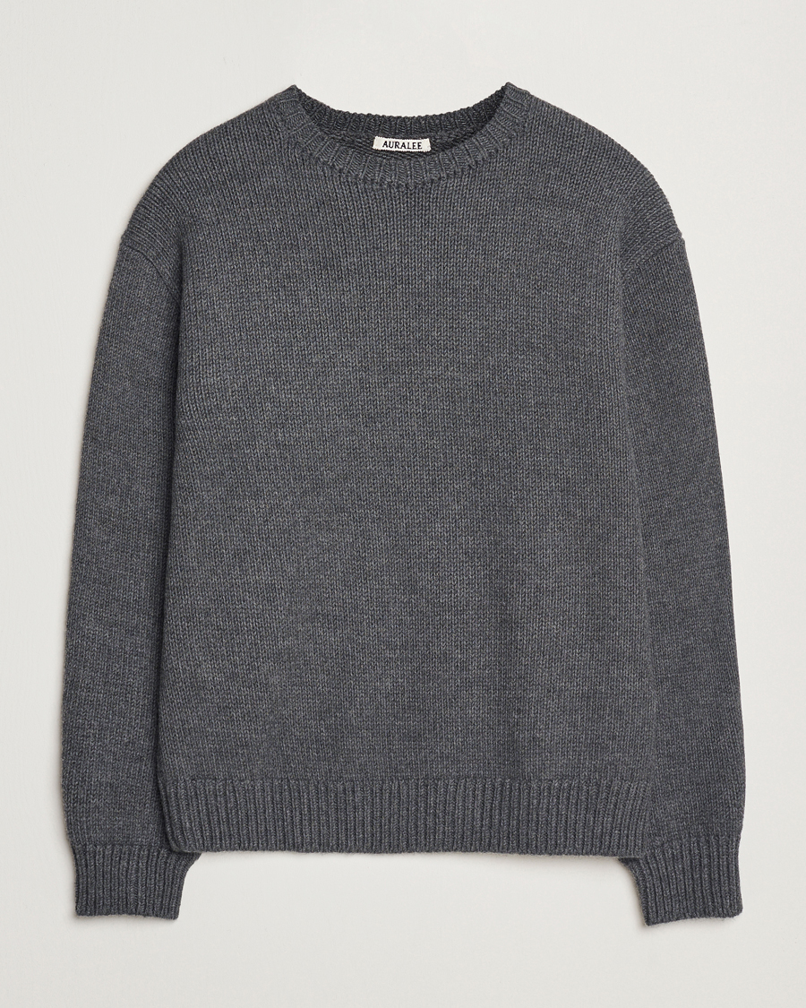 Herren | Pullover | Auralee | Soft Wool Cord Pullover Charcoal