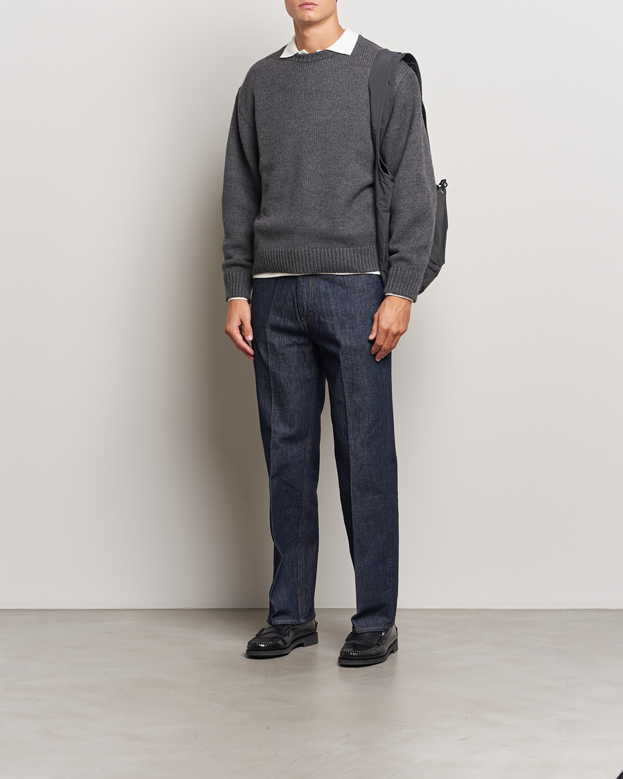 Herren | Pullover | Auralee | Soft Wool Cord Pullover Charcoal