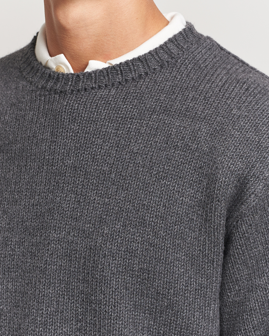 Herren | Pullover | Auralee | Soft Wool Cord Pullover Charcoal